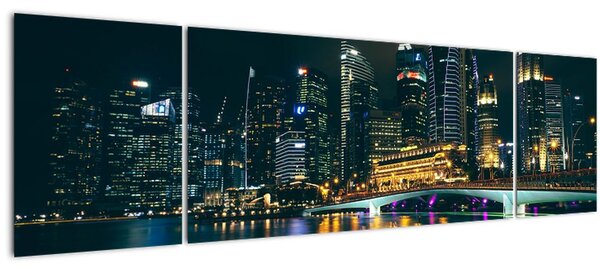 Obraz nočního Singapuru (170x50 cm)