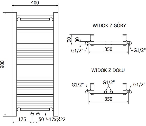 Mexen Mars, elektrické topné těleso 900 x 400 mm, 300 W, černá, W110-5900-400-6300-70