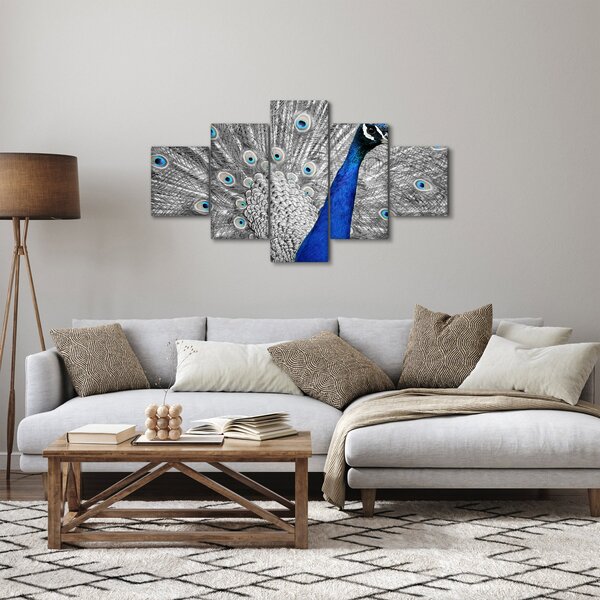 Obraz - modrý páv (125x70 cm)