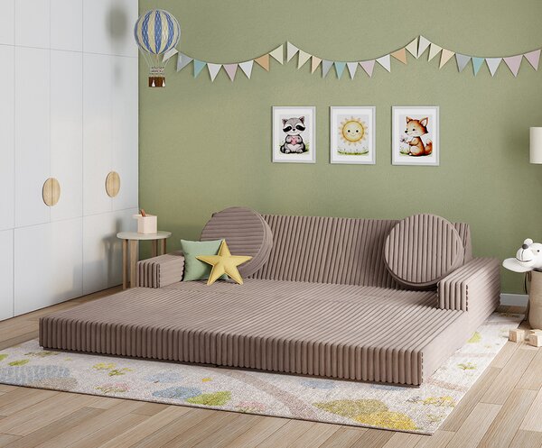 Rozkládací pohovka VARIANT HNĚDÁ SZTRUKS 160x80