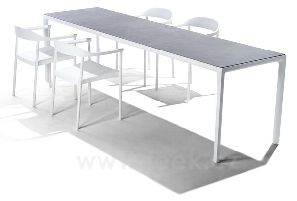 Tribu Jídelní stůl Illum, Tribu, obdélníkový 212x71x76 cm, rám hliník barva white, deska keramika dekor sabbia