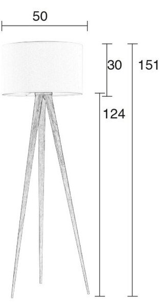Bílá stojací lampa Zuiver Tripod Wood, ø 50 cm