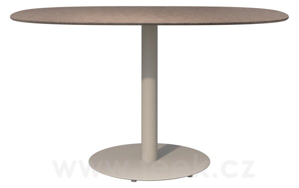 Tribu Jídelní stůl snížený T-Table, Tribu, oválný 136x80x67 cm, rám lakovaná nerez barva white, deska teak