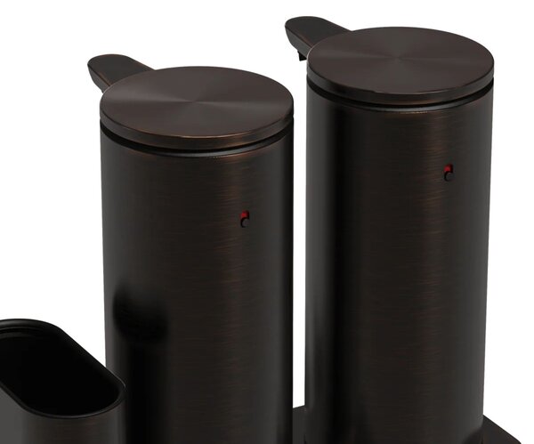 Simplehuman bezdotykový dávkovač, dvojitý, 2x 414 ml + držák na houbičku, černohnědá bronz