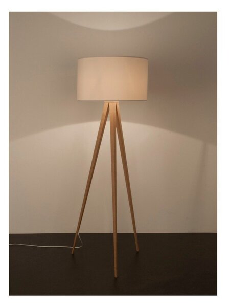 Bílá stojací lampa Zuiver Tripod Wood, ø 50 cm