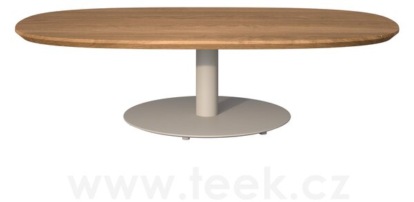 Tribu Konferenční stolek T-Table, Tribu, oválný 136x80x35 cm, rám lakovaná nerez barva white, deska teak
