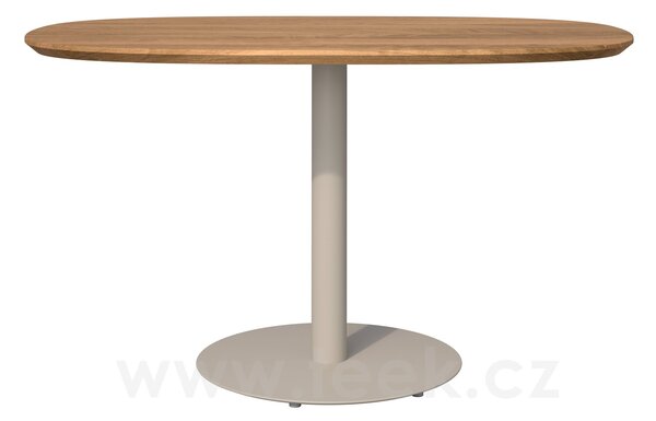 Tribu Jídelní stůl snížený T-Table, Tribu, oválný 136x80x67 cm, rám lakovaná nerez barva white, deska teak