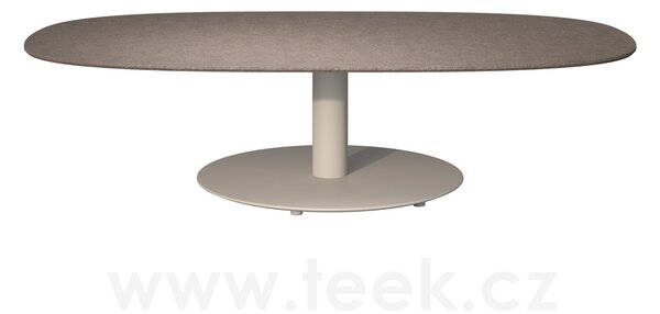 Tribu Konferenční stolek T-Table, Tribu, oválný 136x80x35 cm, rám lakovaná nerez barva white, deska teak