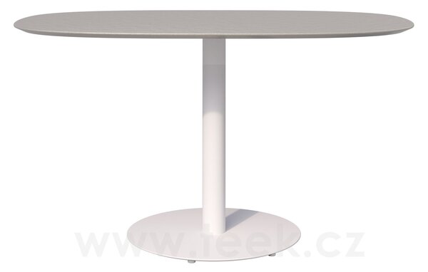 Tribu Jídelní stůl snížený T-Table, Tribu, oválný 136x80x67 cm, rám lakovaná nerez barva white, deska teak