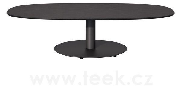 Tribu Konferenční stolek T-Table, Tribu, oválný 136x80x35 cm, rám lakovaná nerez barva white, deska teak