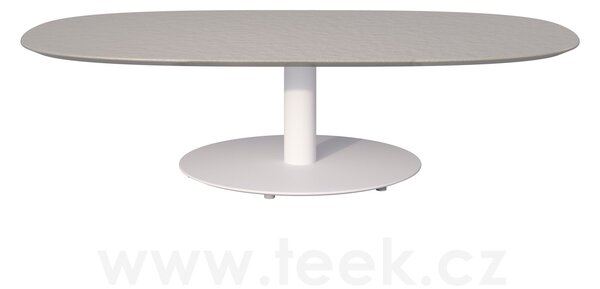 Tribu Konferenční stolek T-Table, Tribu, oválný 136x80x35 cm, rám lakovaná nerez barva white, deska teak