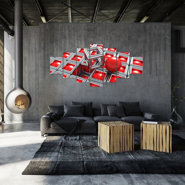Obraz - 3D metalická abstrakce (210x100 cm)