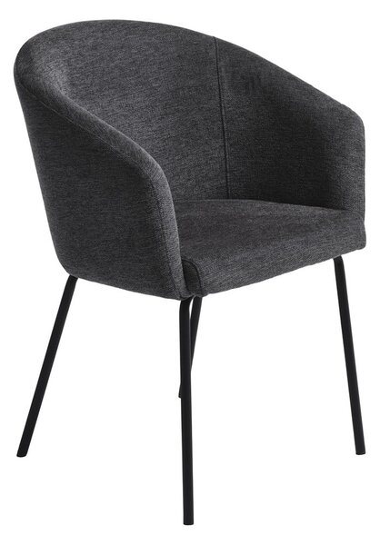 Tmavě šedé čalouněné jídelní křeslo s područkami Easton – Unique Furniture