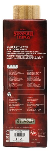 Skleněná lahev se silikonovým rukávem, 585ml, Stor, Stranger Things