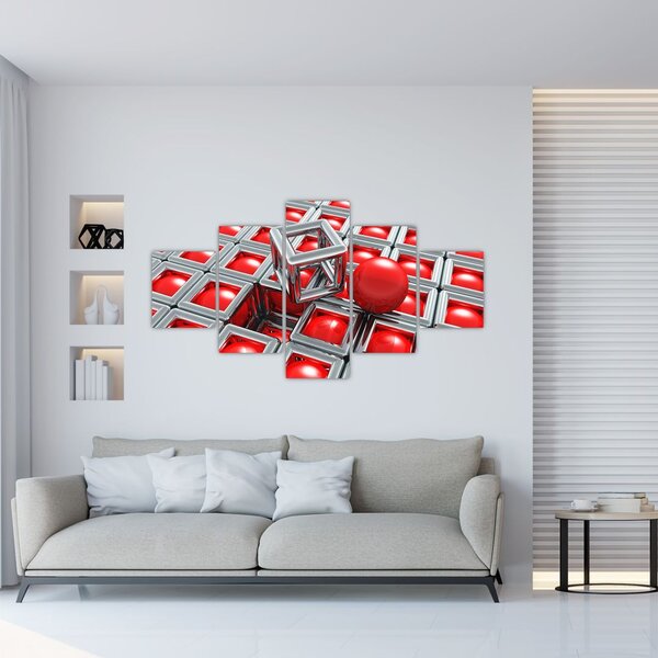 Obraz - 3D metalická abstrakce (125x70 cm)
