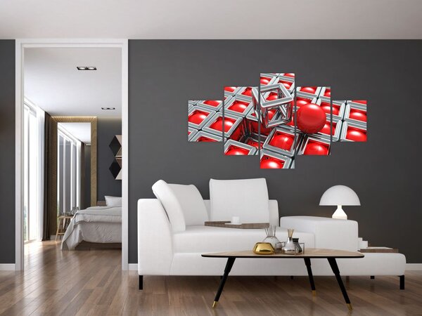 Obraz - 3D metalická abstrakce (125x70 cm)