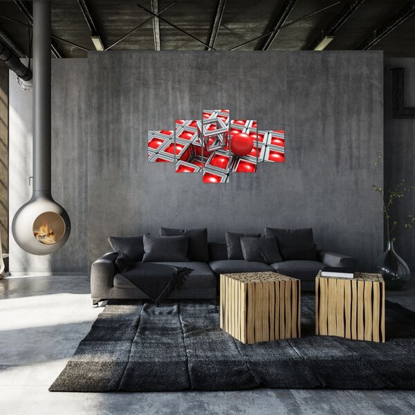 Obraz - 3D metalická abstrakce (125x70 cm)
