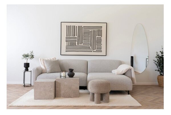 Světle šedý taburet z textilie bouclé Perth – House Nordic
