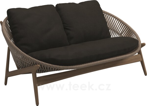 Gloster Pohovka 2-místná Bora, Gloster, 160x95,5x73,5 cm, rám teak, výplet umělý ratan světlý Sorrel, sedáky kat. B barva dle vzorníku