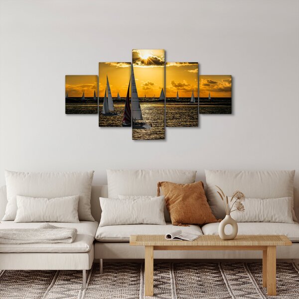 Obraz jachty v západu slunce (125x70 cm)