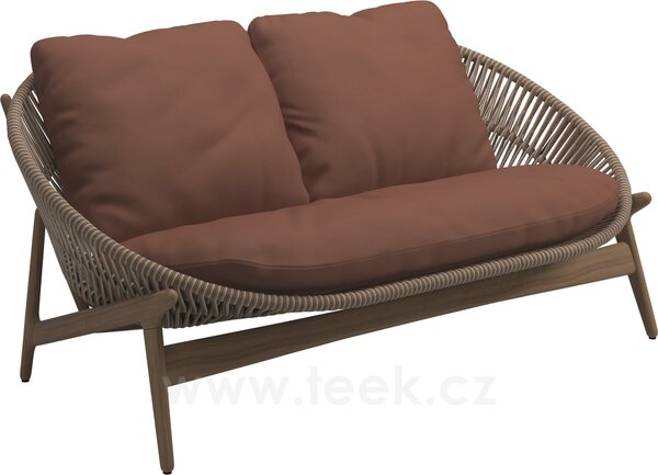 Gloster Pohovka 2-místná Bora, Gloster, 160x95,5x73,5 cm, rám teak, výplet umělý ratan světlý Sorrel, sedáky kat. B barva dle vzorníku