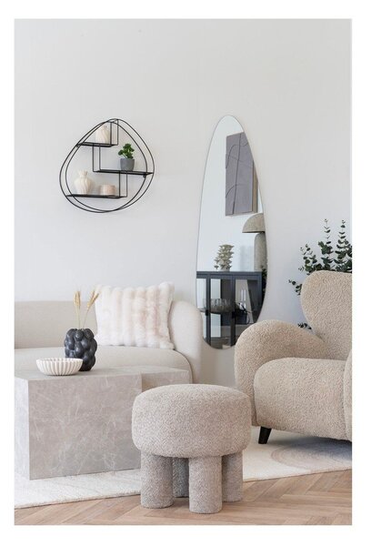 Světle šedý taburet z textilie bouclé Perth – House Nordic