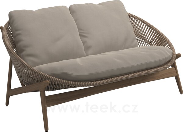 Gloster Pohovka 2-místná Bora, Gloster, 160x95,5x73,5 cm, rám teak, výplet umělý ratan světlý Sorrel, sedáky kat. B barva dle vzorníku