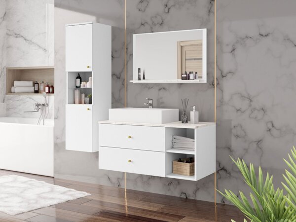 Koupelnový nábytek Kiegi II, Barva: biały mat / biały mat + marmur bianco, Sifon k umyvadlu: ne, Umyvadlo: ne Mirjan24 5903211320095