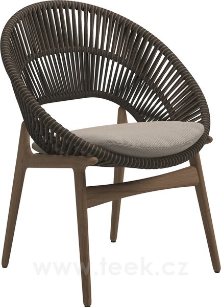 Gloster Jídelní křeslo Bora, Gloster, 70,5x63,5x88,5 cm, rám teak, výplet umělý ratan světlý Sorrel, sedáky kat. B barva dle vzorníku