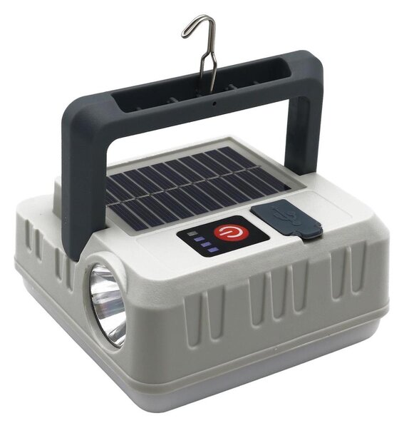 LED Solární lampa s funkcí powerbanky LED/1W/5,5V 8000K IPX4 1200 mAh šedá