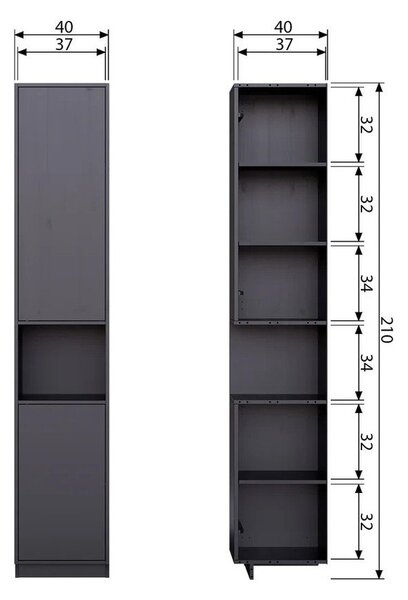 Černá modulární skříňka z borovicového dřeva 40x210 cm Finca – WOOOD
