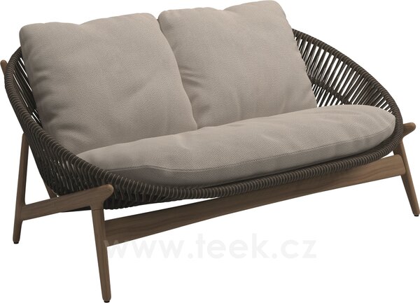 Gloster Pohovka 2-místná Bora, Gloster, 160x95,5x73,5 cm, rám teak, výplet umělý ratan světlý Sorrel, sedáky kat. B barva dle vzorníku