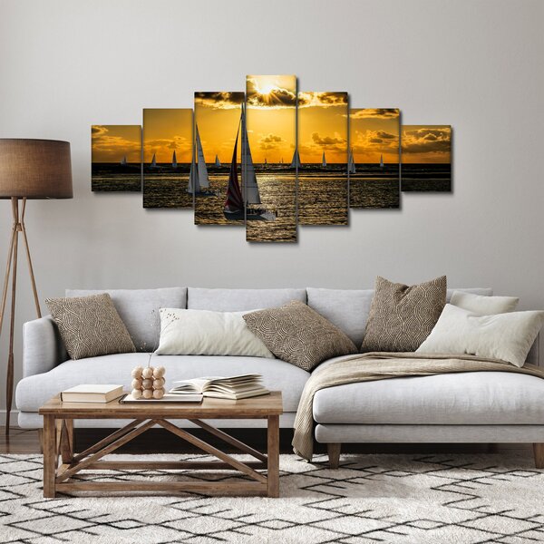 Obraz jachty v západu slunce (210x100 cm)