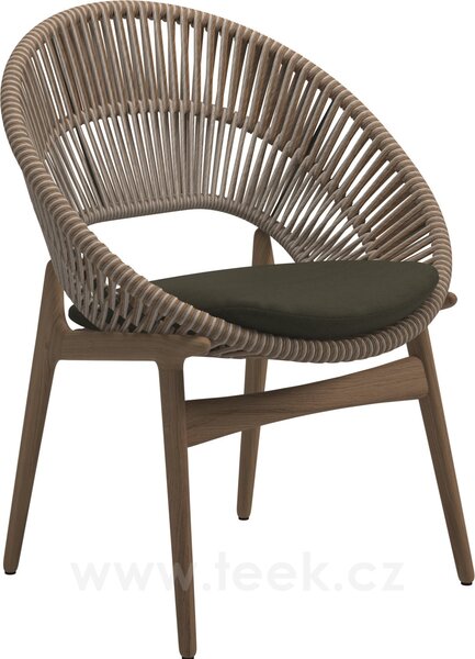 Gloster Jídelní křeslo Bora, Gloster, 70,5x63,5x88,5 cm, rám teak, výplet umělý ratan světlý Sorrel, sedáky kat. B barva dle vzorníku
