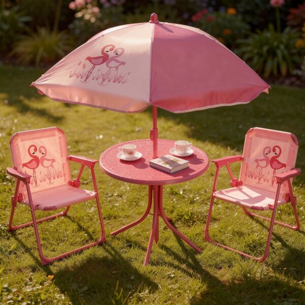 Dětský set zahradního nábytku FLAMINGO růžový