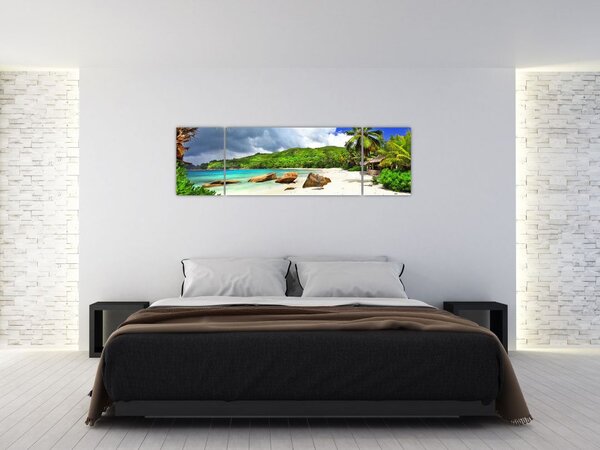 Obraz - Seychely, pláž Takamaka (170x50 cm)