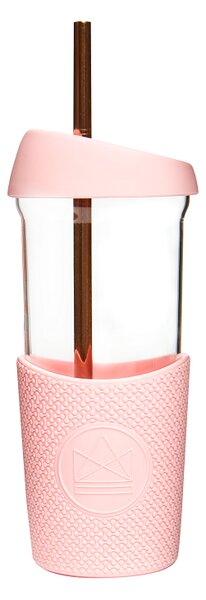 Skleněný pohár s brčkem, 568ml, Neon Kactus, růžový