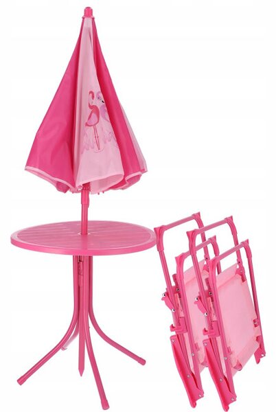 Dětský set zahradního nábytku FLAMINGO růžový