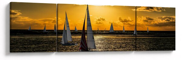 Obraz jachty v západu slunce (170x50 cm)