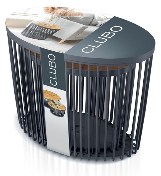 PROSPERPLAST Set 2 univerzálních oválných košů s bambusovými víky CLUBO 30+55l antracit