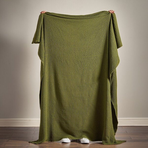 Zelená bavlněná deka 150x200 cm Jaipur Chunky Waffle – Pineapple Elephant