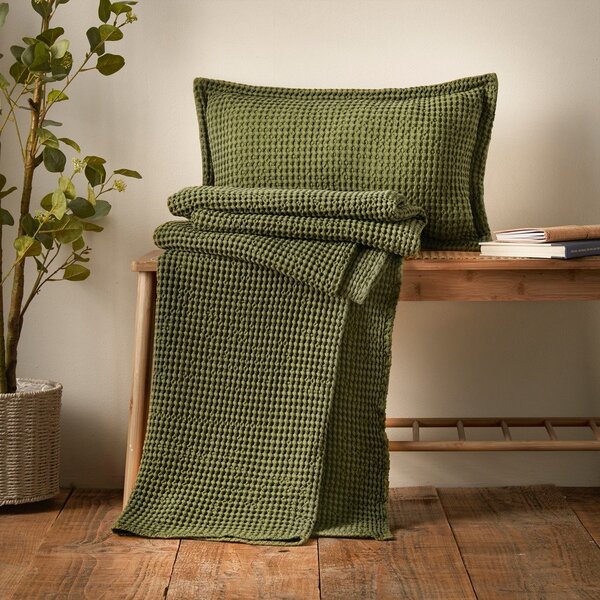 Zelená bavlněná deka 150x200 cm Jaipur Chunky Waffle – Pineapple Elephant