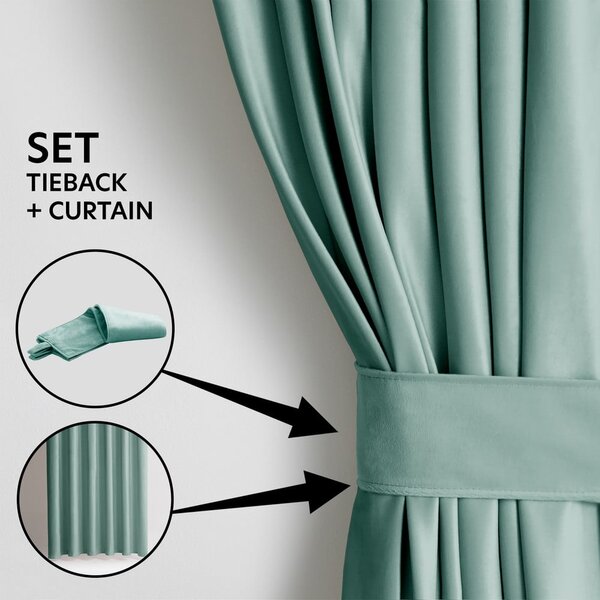 Světle zelený sametový dimout závěs 140x245 cm Pleat – Restilo