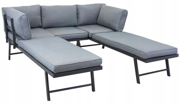 Set zahradního nábytku LOUNGEA šedý / černý