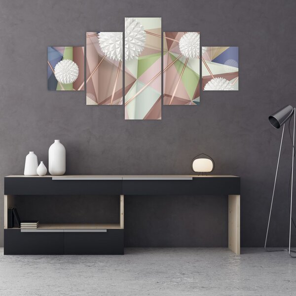 Obraz - 3D Abstrakce v pastelových barvách (125x70 cm)