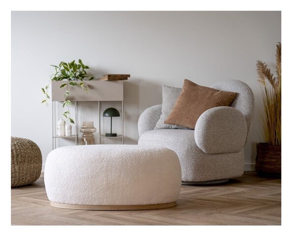Bílý taburet z textilie bouclé Manhattan – House Nordic