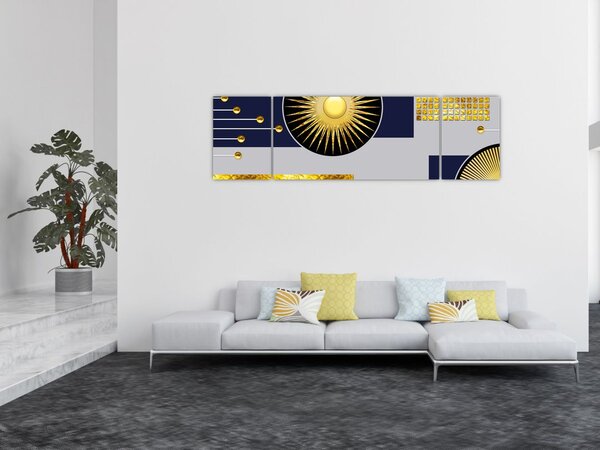 Obraz - Zlaté kruhy (170x50 cm)