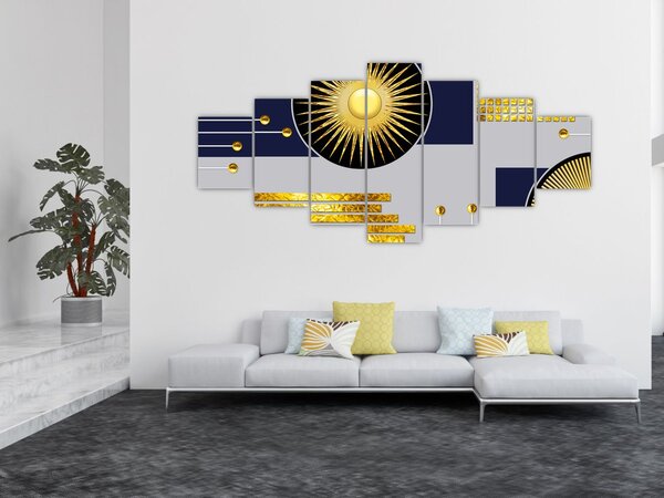 Obraz - Zlaté kruhy (210x100 cm)