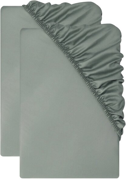 Livarno® Sada saténových napínacích prostěradel, 90-100 x 200 cm, 2dílná, šedá (800013470)
