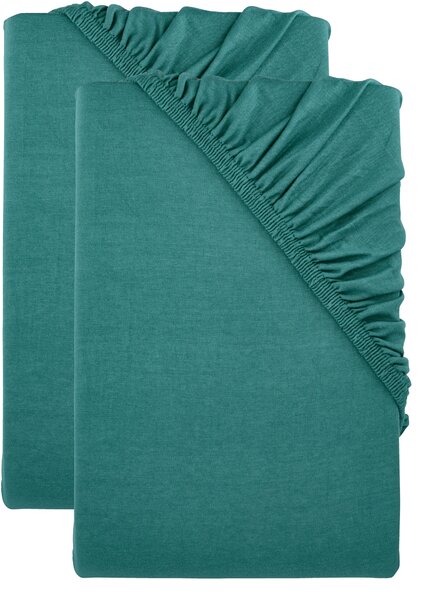 Livarno® Sada žerzejových napínacích prostěradel, 90-100 x 200 cm, 2dílná, tmavě zelená (800013469)